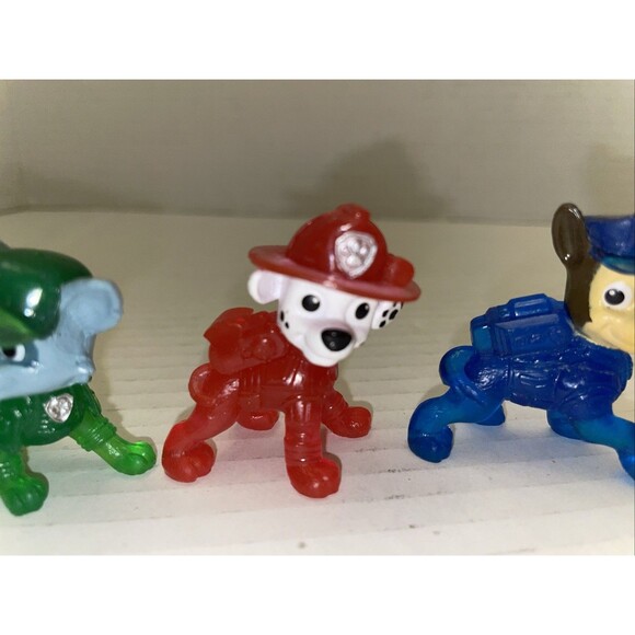 Paw Patrol The Movie Mini Figures Translucent Neon Rocky Chase Rubble Marshall - Picture 3 of 5